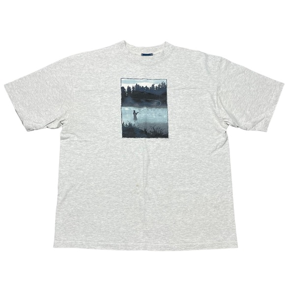 Vintage 90s FISHING Tshirt FLY-FISHING Made in USA sz LARGE - Picture 1 of 7